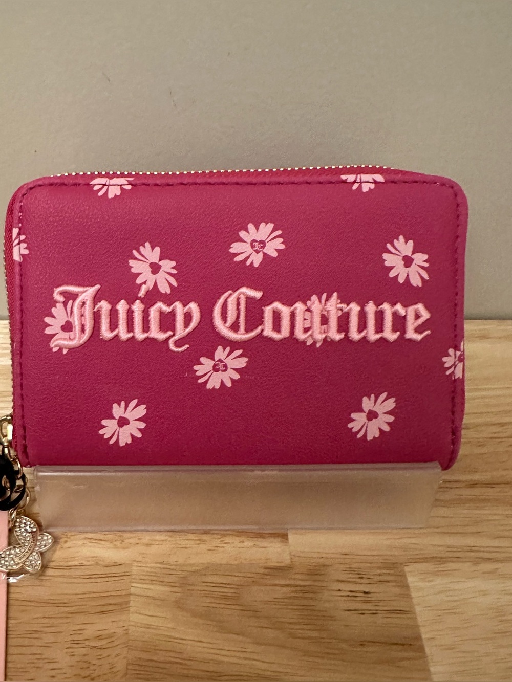 Juicy Couture Hot Pink Floral Zip-Around Wallet